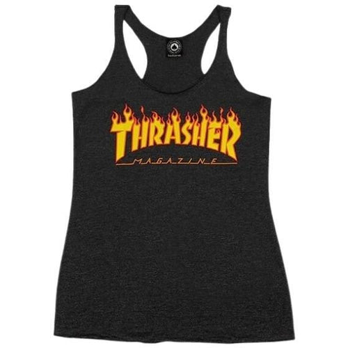 Load image into Gallery viewer, T-Shirt Thrasher flame logo racerback tank black - SkateTillDeath.com
